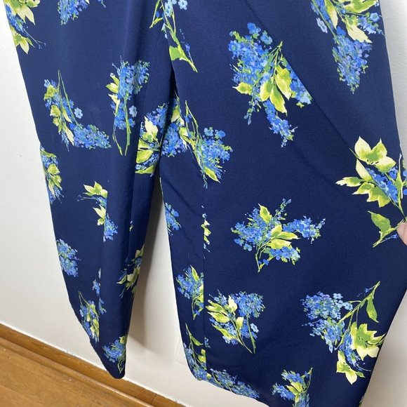 Karl Lagerfeld Paris Womens Blue Floral Jumper Sz 8 Pants Romper One Peice - Picture 4 of 9